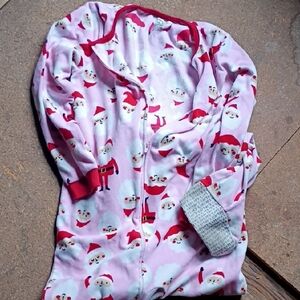 Kids Carters Santa Print Pink Fleece Pajamas